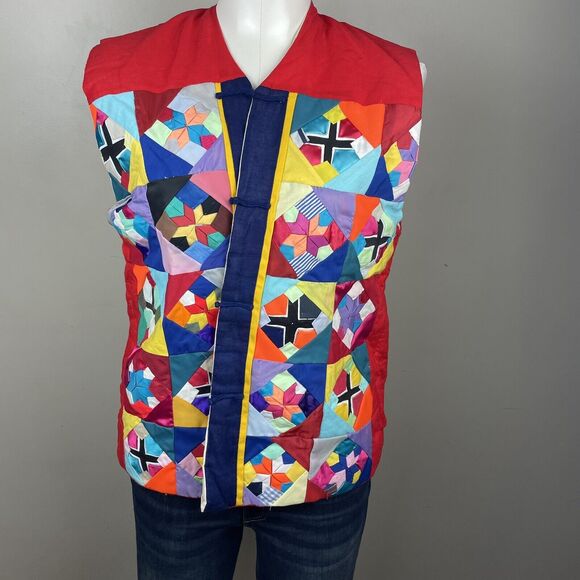Red Vintage Patchwork Quilted Vest - Picture 1 of 9